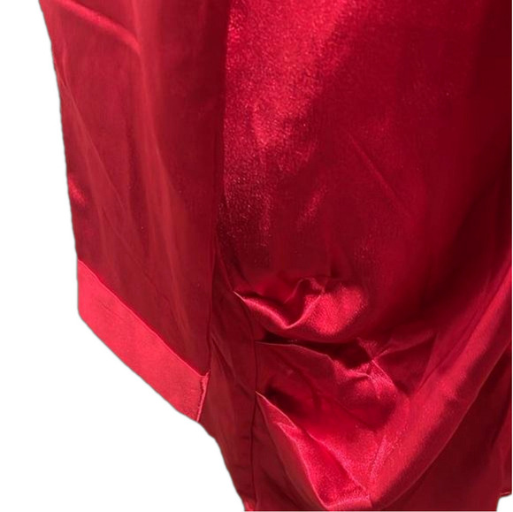 Morrisday the Label Dress L ruby red shiny button & tie front mini dress - Picture 3 of 8